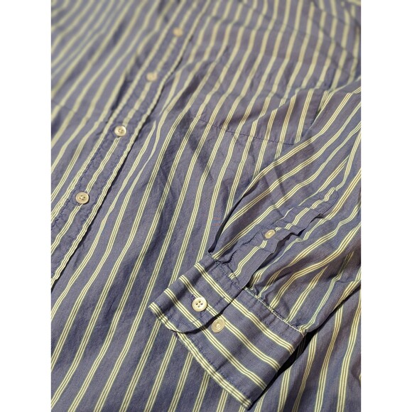 Gap Size Large Men's Blue Green & White Striped Classic Tailored Button Shirt - Picture 4 of 5